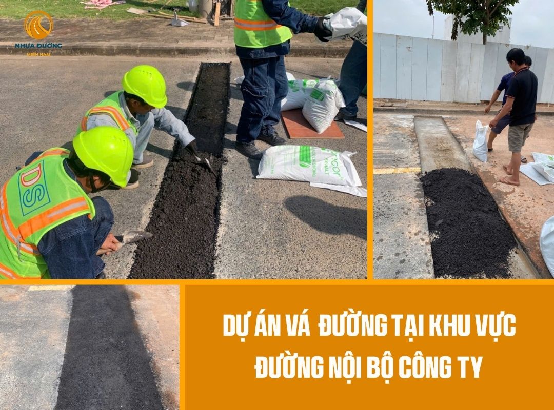 bê tông nhựa nguội 25kg vá đường nội bộ công ty 2026