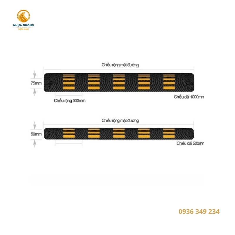 Gờ Giảm Tốc Cao Su Loại 2m – 1m – 500mm