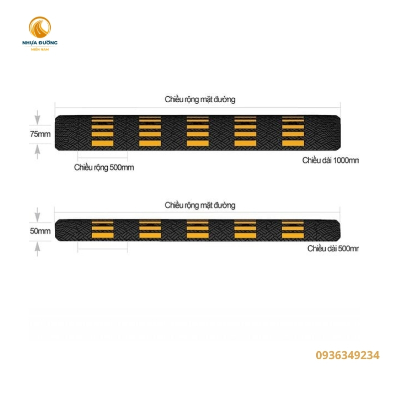 Gờ Giảm Tốc Cao Su Loại 2m – 1m – 500mm