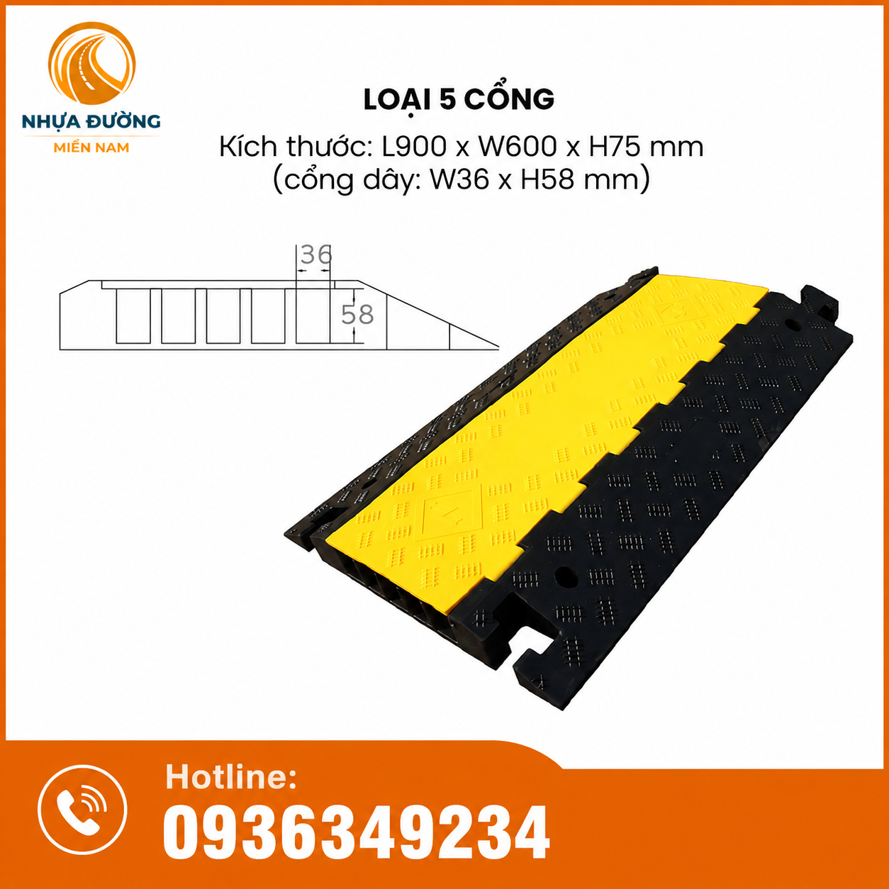 Gờ Giảm Tốc Bảo Vệ Cáp Ngầm Loại 5 Cổng